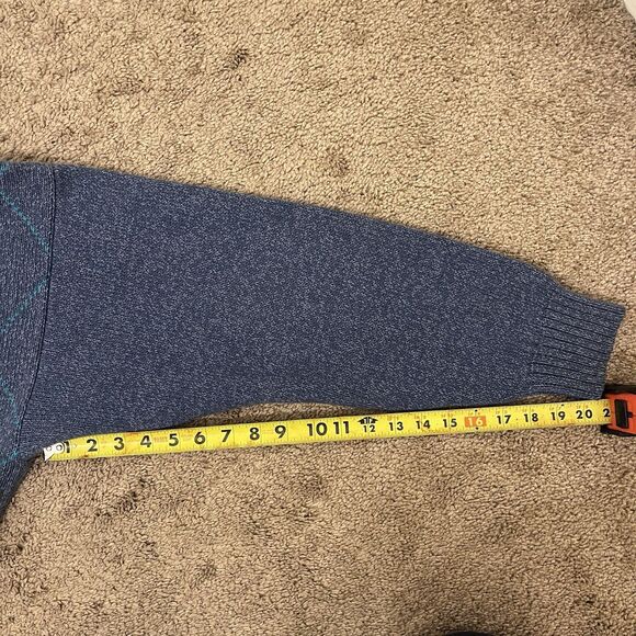 Vintage 90s Eddie Bauer Sweater Men’s M Argyle Knit Crewneck Blue Red Diamond - Picture 6 of 7